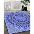 thumbnail image 3 of Ahgly Company Machine Washable Indoor Round Transitional Ocean Blue Area Rugs, 5' Round, 3 of 7