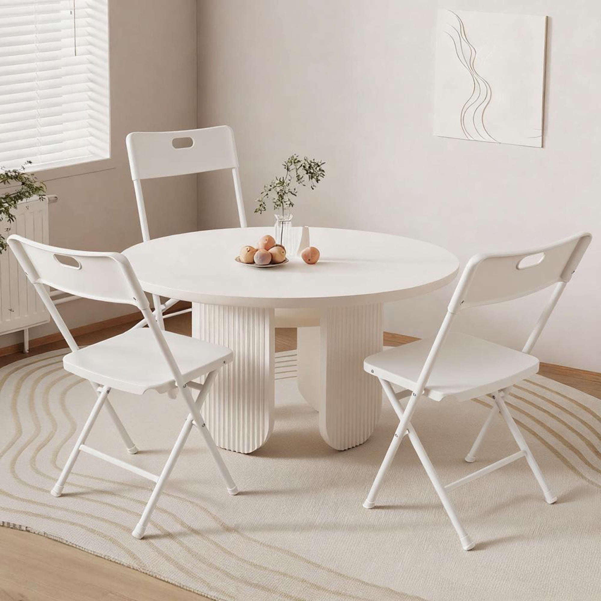 Mainstays Resin Folding Chair with Carry Handle, White