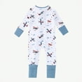 thumbnail image 5 of WeeBloom Bamboo Baby Pajamas Bodysuits Short Sleeve Airplane Digital Print Romper Soft Casual Outfit for 0-9 Months Loungewear Onesies,White 0-1 Months, 5 of 8