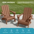 thumbnail image 4 of SUUNYN Folding Adirondack Chair, HDPE All-Weather Fire Pit Chairs, Plastic Adirondack Chairs with 2 Cup Holder, Browm, 4 of 9