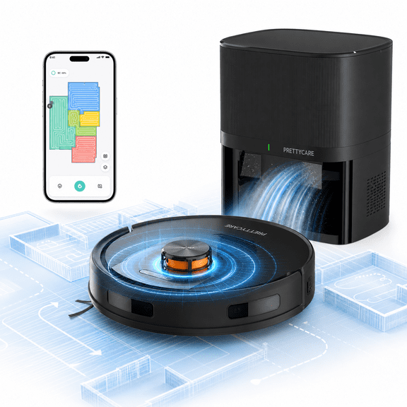Aspiradora Robot Inteligente Aspira Y Trapea Con Alexa Aspiradora Robótica con Estación de Autovaciado, Navegación LiDAR, Mapeo de Hogar, Ideal para Pelo de Mascotas, Pisos Duros y Alfombras