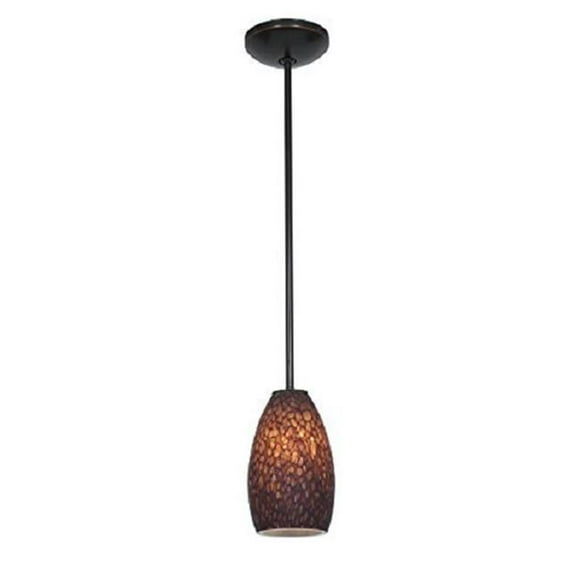 Access Lighting 28012-1R-ORB-BRST Champagne 1 Lumière Suspension Bronze Huilé en Pierre Marron, Tringle