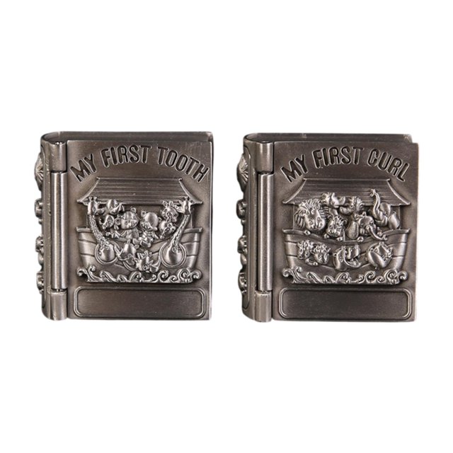 lionlar 2 Pieces Baby Tooth Box First Teeth Box Tooth Fairy Box Teeth Storage Holder argent