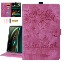 TECH CIRCLE Case for Samsung Galaxy Tab A9 8.7" 2023, Flower Embossed PU Leather Flip Cover with Card Slots Holder Auto Wake/Sleep Kickstand Shockproof Wallet Case for Galaxy Tab A9 8.7", Rose