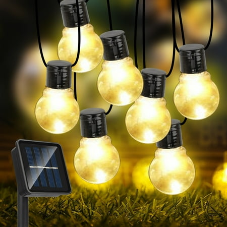 

16.4ft Solar String Lights Outdoor EEEkit Solar Patio Lights with 20 G50 LED Shatterproof Bulbs Waterproof Solar Bistro String Lights with 8 Modes for Garden Porch Wedding Party Warm White