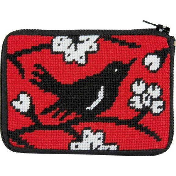 Stitch and Zip Blackbird Needlepoint Coin Purse Kit