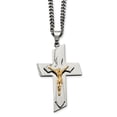 thumbnail image 1 of Stainless Steel Yellow Lord Jesus Christ Crucifix Holy Cross 24 Inch Necklace Pendant Charm Religious, 1 of 7