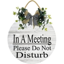 Eveokoki 11" In A Meeting Please Do Not Disturb Sign,Wood Hanging Sign Home Office Meeting Door