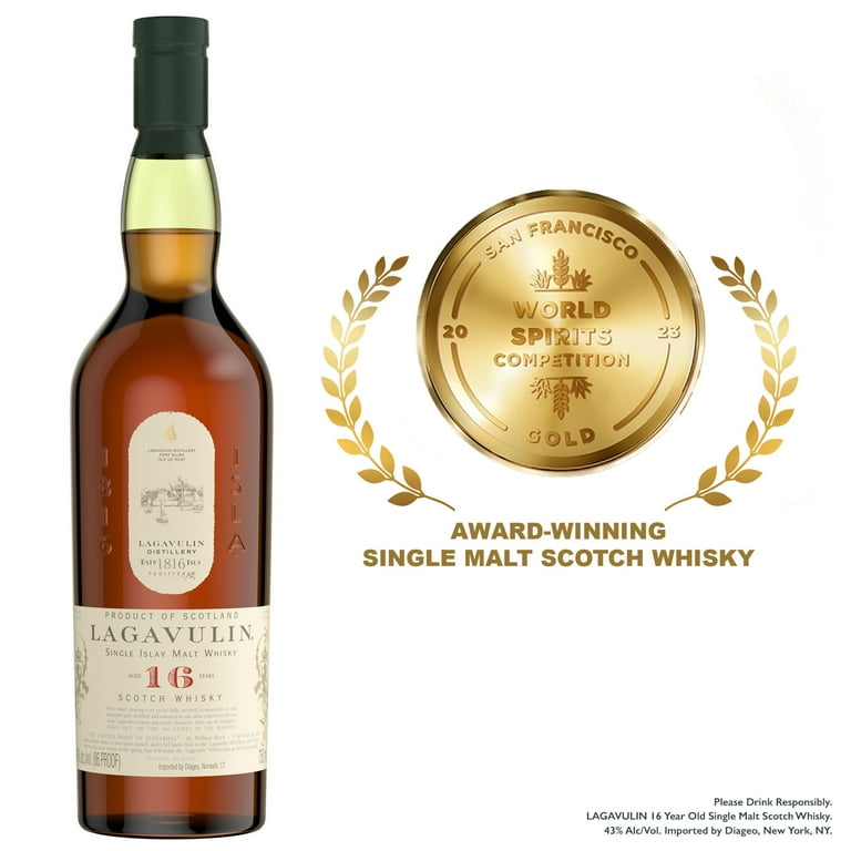 Lagavulin 16 Year Old Islay Single Malt Scotch Whisky, 750