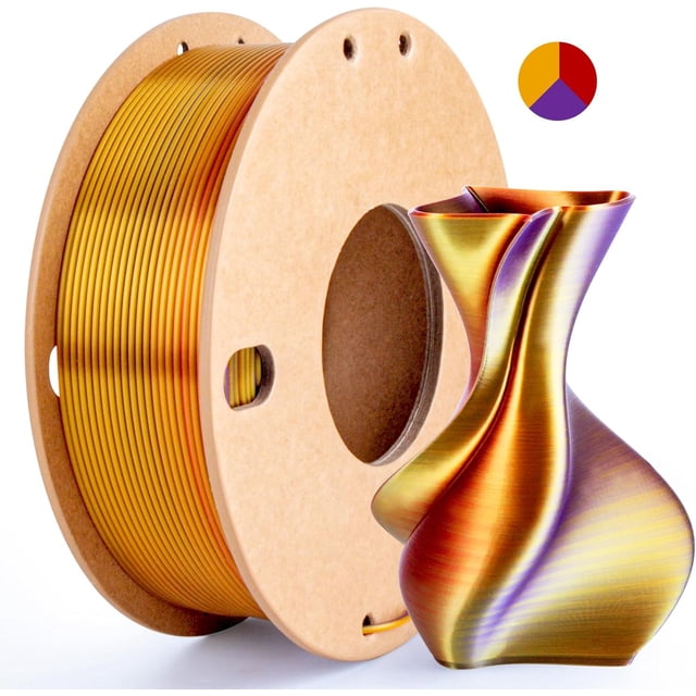 Multicolor 3D Printer Filament,Dual/Tri Color 1.75mm PLA Silk Shiny Printing Filament,250g(0.55lbs) Fit Most FDM 3D Printer