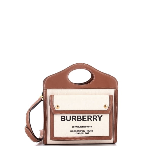 Pre-Owned Logo Pocket Tote Canvas with Leather Mini By Rebag