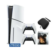 PlayStation 5 Slim Disc 2TB SSD Edition FINAL FANTASY XVI Bundle with Two DualSense Controllers and Mytrix Hard Shell Protective Controller Case - PS5 Gaming Console