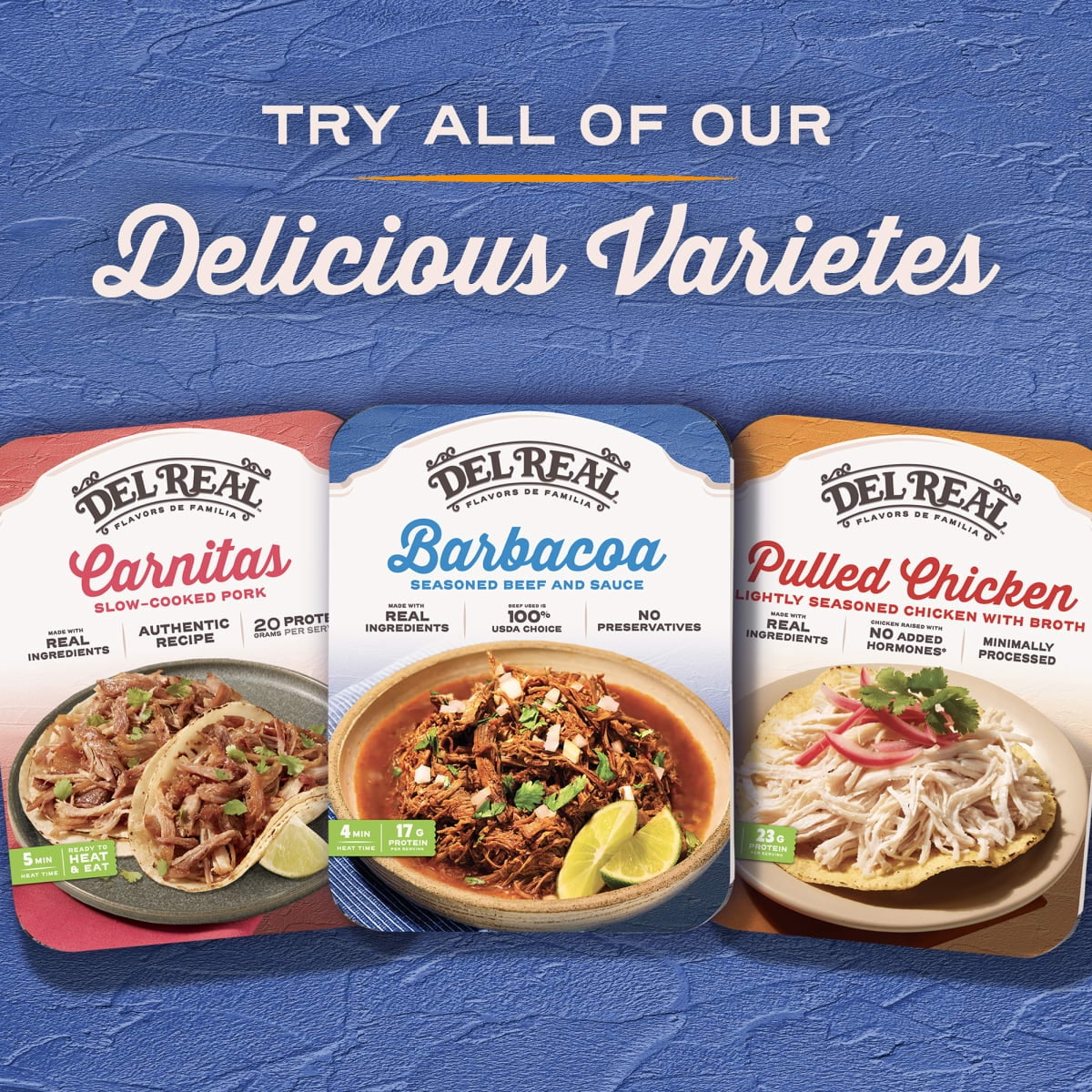 Del Real Foods Slow Cooked Beef Barbacoa, 15 oz (Cooked)