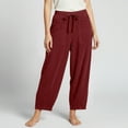 thumbnail image 5 of gbyLJF Women's Corduroy Trousers Casual Double-pockets Loose Fit Wide Leg Pants Drawstring Stretch Waist Knitted Long Pants, 5 of 9