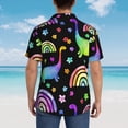 thumbnail image 7 of Rainbow Dinosaur Tie Dye Men'S 3d Print Casual Button Down Shirts, Novelty Hawaiian Short Sleeves 2xl, 7 of 7