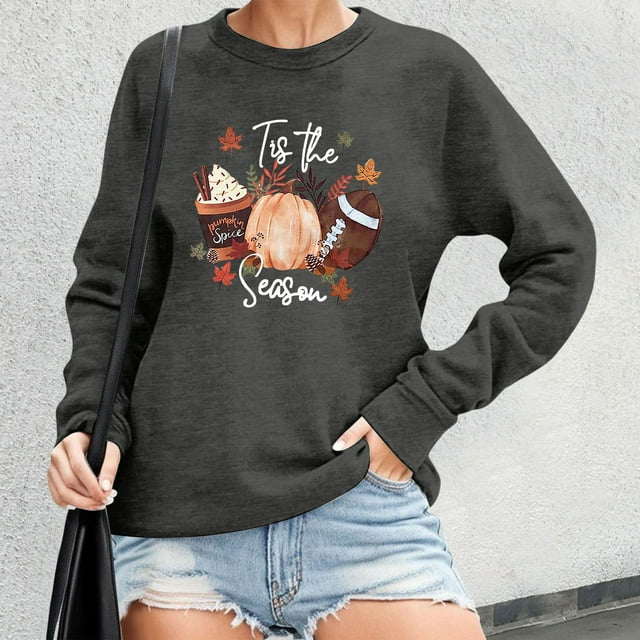 Game Day Shirt Women Cute Football Sweatshirt Rugby Ball Graphic Tee Tops Long Sleeve Crew Hoodie
