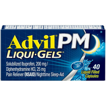 Advil PM (40 Count) Pain Reliever / Nighttime Sleep Aid Liquid Filled Capsule, 200mg Ibuprofen, 38mg (Best Over The Counter Pain And Sleep Aid)