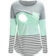 thumbnail image 1 of Blusa de lactancia con cuello redondo, rayas y retazos, manga larga, para embarazadas, 1 of 5