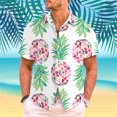 thumbnail image 2 of Rovga Mens Shirts Solid Color Summer Pineapple Printing Hawaii Short Sleeve Shirts Tops Hot Pink Shirt,Size:Xl, 2 of 4