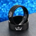 thumbnail image 4 of EOEMY His Queen And Her King Stainless Steel Black Couple Rings For Lover Engagement-10-7, 4 of 9