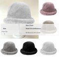thumbnail image 3 of Cutuoiiu Cold Weather Hat for Women Solid Color Fuzzy Rolled Brim Bucket Hat Soft Plush Winter Warm Fisherman Cap for Daily Outdoor, 3 of 6