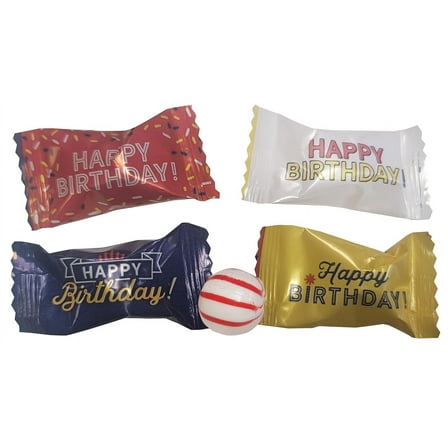 Happy Birthday Themed Peppermints 100 Count Individually Wrapped - Bulk Mints For Giveaways
