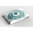 thumbnail image 2 of Ambesonne Teal Pillow Sham 2 Pack, Exquisite Flower Shaped, 26"x20", Teal, 2 of 3