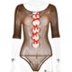 thumbnail image 1 of Sexy High Elastic Knitted Hollow Perspective Jumpsuit With Bow Black Three-Quarter Tight Fit Five-Point Sleeve, 1 of 4