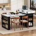 thumbnail image 2 of Noble HouseHORIZON Extendable Dining Table with Folding Tabletop, Bar Table with Drawers and Power Outlet(Black+Marble White), 2 of 9