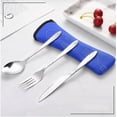 thumbnail image 2 of Surtido De Cubiertos De Acero Inoxidable, El Juego De Cubiertos Incluye Cuchillo, Tenedor, Cuchara, Palillos, Con Estuche Protector De Transporte - Azul Marino, 2 of 5