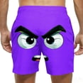 thumbnail image 4 of Bwndum Mens Novelty Big and Tall Swim Trunks Funny Angry Face 3D Print Quick Dry Board Shorts with Pockets Purple S-5XL,Size 3XL, 4 of 5
