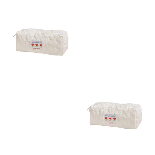 sweethay Estuche para lápices con almohada para niña, bolsas de cosméticos de gran capacidad, bolsas de papelería en forma de cubos, regalos Blanco 2piezas