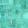 thumbnail image 1 of Ahgly Company Machine Washable Indoor Square Patchwork Turquoise Blue Transitional Area Rugs, 5' Square, 1 of 4
