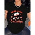 thumbnail image 1 of Happy Valentine's Day Print T-Shirt Women's Cotton Short Sleeve Crew neck Tees For Outdoors ActivitiCamisetas para mujer, lindas camisetas con estampado gráfico, de manga corta, estilo casual, para ve, 1 of 6