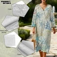 thumbnail image 5 of DISNIMO Dresses for Women Starfish Flower Print Imitation Linen Casual Maxi Dress V Neck Dress 3/4 Sleeve Loose Fit Shift Dresses, L, 5 of 6