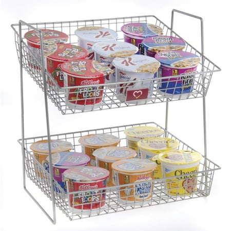 Shredder Counter Display - Countertop Merchandising Rack 2-Tier Display Fixture Silver Wire - 16