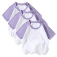 thumbnail image 2 of Odeerbi Toddler Boys Girls 3 PCS Raglan Shirts Cotton Baseball Tee Short Sleeve T-shirts Soft Basic Tees Kids Solid Color Summer Shirt Top Toddler Clothes Purple, 2 of 5