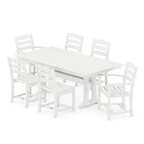POLYWOOD La Casa Café 7-Piece Farmhouse Trestle Dining Set in White