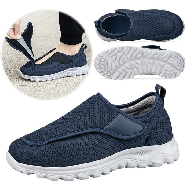 Deporte Con Ligeras para Edema Zapatos Ortopédicos Sin Cordones Hombres Diabéticos Cierre Ajustable Antideslizantes Fascitis Plantar