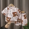thumbnail image 2 of CAUYDY Toddler Baby 5T 6T 7T Girl Boy Summer Pajamas Kids Clothes 2Pcs Breathable Graphic T-Shirt & Elastic Shorts 3-9M 9-12M 12-18M Child Sleepwear (Sizes 3-6 Months,F2-Brown), 2 of 4