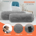 thumbnail image 2 of Cheer Collection Shaggy Long Hair Bolster Pillow, Silver Gray, 2 of 5