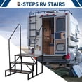 thumbnail image 4 of 2/3/4 Step RV Handrail Stairs Heavy Duty, Portable Foldable Mobile Home Steps with Anti Slip Tape, Detachable Ladder for Travel Trailer Camper Hot Tub Pool, Single/Double Rail, Black, 4 of 8