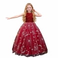 thumbnail image 2 of Tfken Girls Christmas Dresses Sleeveless A-Line Gown High Waist Flowy Tiered Formal Elegant Winter Soft Comfy Performance Holiday Party Xmas Dress,Size 5-14 Years Red, 2 of 4