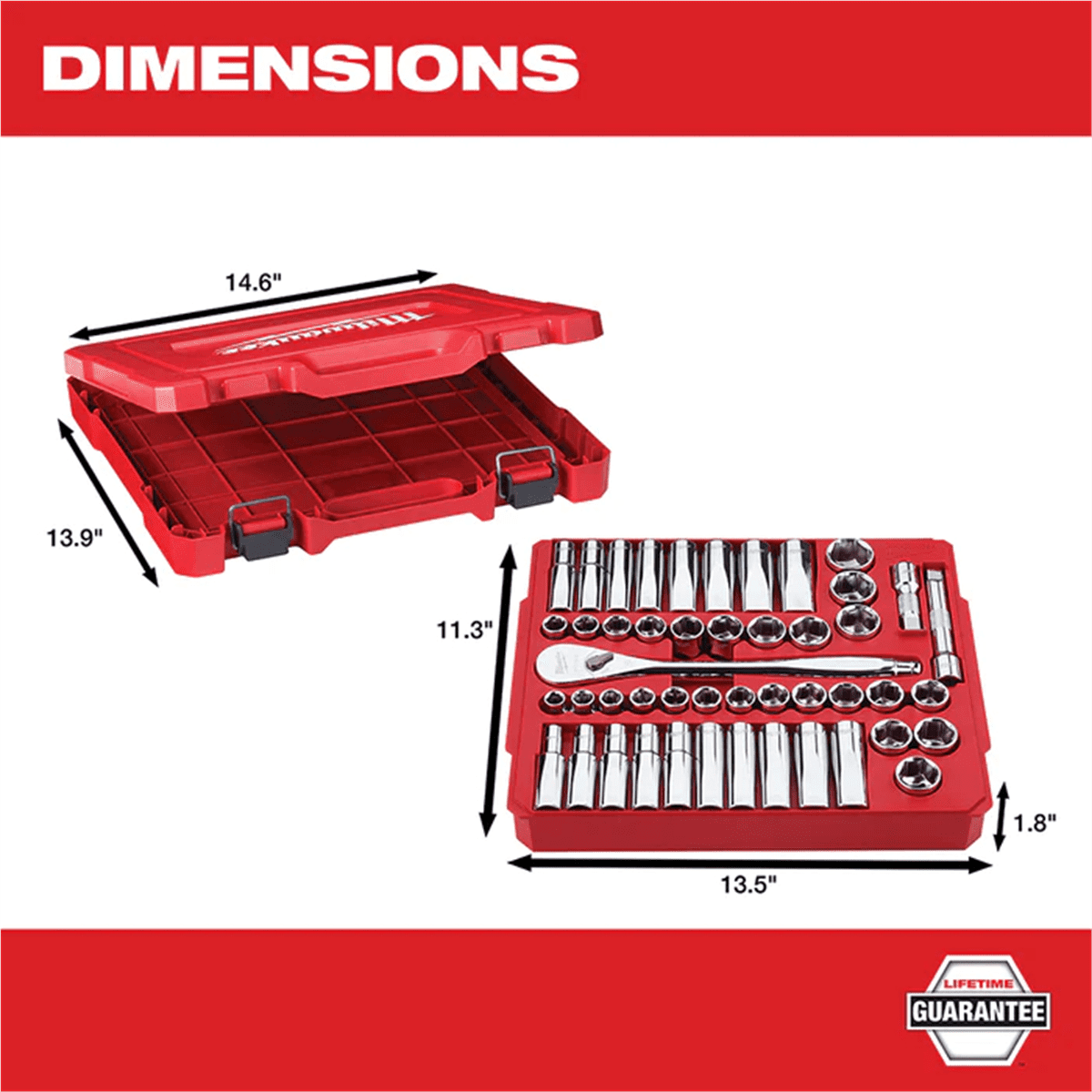 Milwaukee 48-22-9010 47 pc. 1/2" Socket Wrench Set (SAE & Metric)