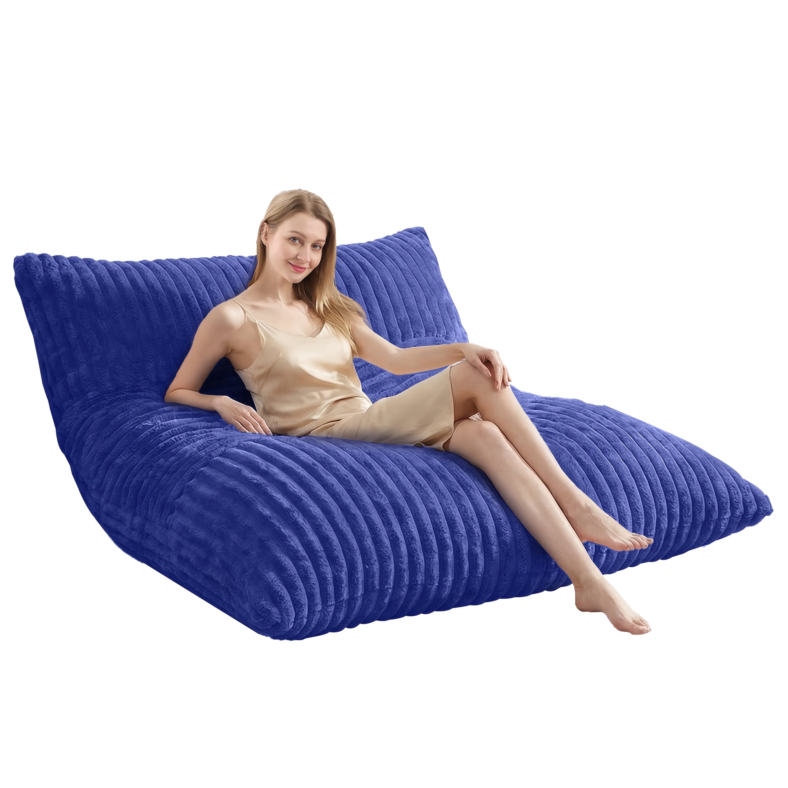76" Oversized Convertible Bean Bag Sofa Bed with Washable Cover, Folding Memory Foam Reading Chair for Adults, Comfortable Reclining Floor Couch for Living Room and Movie Nights