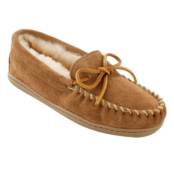 Minnetonka Women's Sheepskin Hardsole Moccasin Golden Tan 5 W