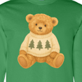 thumbnail image 4 of Inktastic Vintage Teddy Bear in Sweater with Christmas Trees Long Sleeve T-Shirt, 4 of 5
