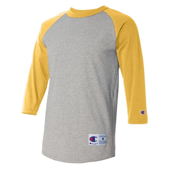 Champion T-Shirt de Baseball Raglan pour Homme, 2TG, Gris Oxford/c Or