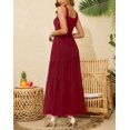 thumbnail image 3 of Vestido Kranda para mujer, vacaciones y verano, maxi, rojo vino, XXL, 3 of 6