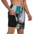thumbnail image 2 of Fotbe Abstract Brushstrokes Green Blue Traje de Baño para Hombre – Shorts de Natación de Secado Rápido con Forro y Bolsillos-XX-Large, 2 of 6